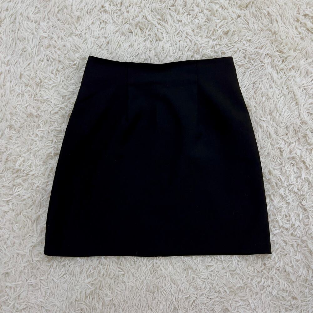 Vintage 1990s XOXO Black Mini Skirt 26" Waist Dark Academia Minimalist
